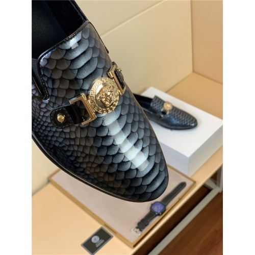 Replica Versace Leather Shoes For Men #813586 $76.00 USD for Wholesale
