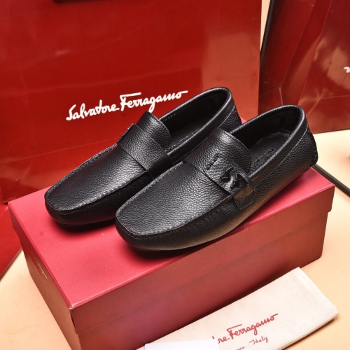 Replica Ferragamo Leather Shoes For Men #873990 $80.00 USD for Wholesale