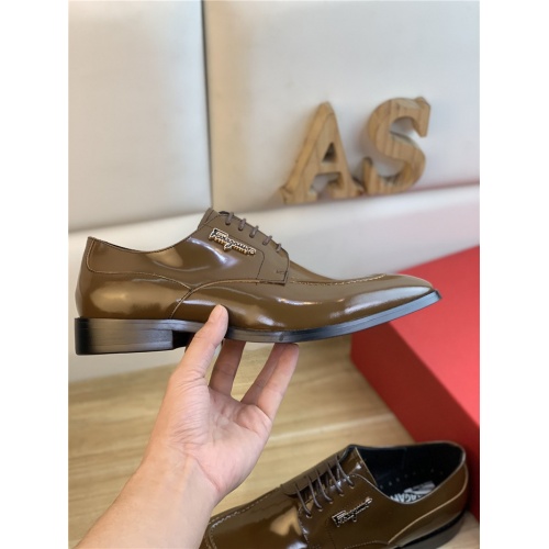 Replica Salvatore Ferragamo Leather Shoes For Men #939350 $88.00 USD for Wholesale