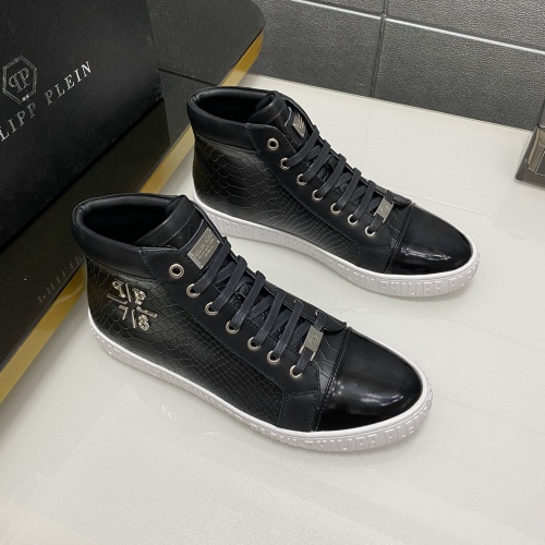 Replica Philipp Plein PP High Tops Shoes For Men #1025018, $85.00 USD, [ITEM#1025018], Replica Philipp Plein PP High Tops Shoes outlet from China