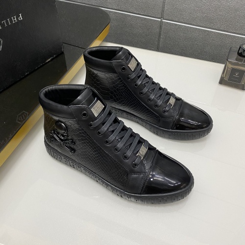 Replica Philipp Plein PP High Tops Shoes For Men #1025028, $85.00 USD, [ITEM#1025028], Replica Philipp Plein PP High Tops Shoes outlet from China