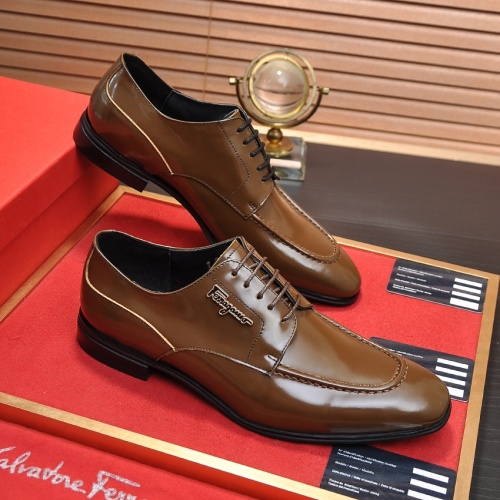 Replica Salvatore Ferragamo Leather Shoes For Men #1028775 $88.00 USD for Wholesale