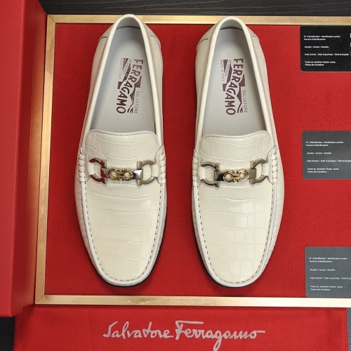 Replica Salvatore Ferragamo Leather Shoes For Men #1028777 $85.00 USD for Wholesale