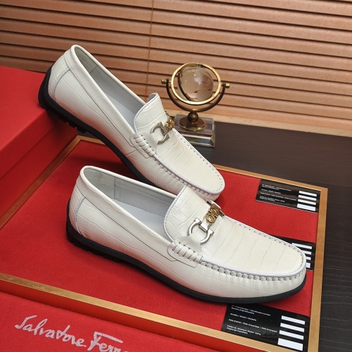 Replica Salvatore Ferragamo Leather Shoes For Men #1028777 $85.00 USD for Wholesale