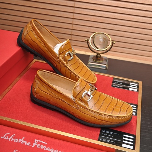 Replica Salvatore Ferragamo Leather Shoes For Men #1028778 $85.00 USD for Wholesale