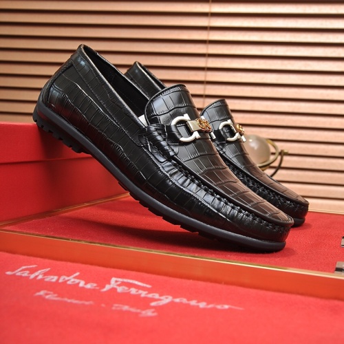 Replica Salvatore Ferragamo Leather Shoes For Men #1028779 $85.00 USD for Wholesale