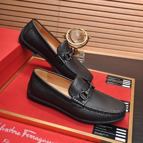 Replica Salvatore Ferragamo Leather Shoes For Men #1028781 $85.00 USD for Wholesale