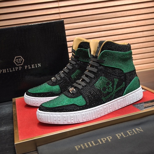 Replica Philipp Plein PP High Tops Shoes For Men #1042485, $108.00 USD, [ITEM#1042485], Replica Philipp Plein PP High Tops Shoes outlet from China