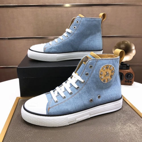 Replica Philipp Plein PP High Tops Shoes For Men #1043998 $98.00 USD for Wholesale