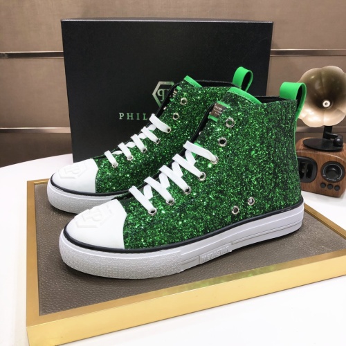 Replica Philipp Plein PP High Tops Shoes For Men #1044004, $98.00 USD, [ITEM#1044004], Replica Philipp Plein PP High Tops Shoes outlet from China
