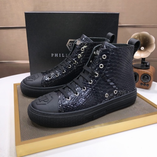 Replica Philipp Plein PP High Tops Shoes For Men #1044009, $98.00 USD, [ITEM#1044009], Replica Philipp Plein PP High Tops Shoes outlet from China
