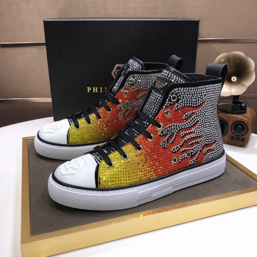 Replica Philipp Plein PP High Tops Shoes For Men #1044016, $105.00 USD, [ITEM#1044016], Replica Philipp Plein PP High Tops Shoes outlet from China