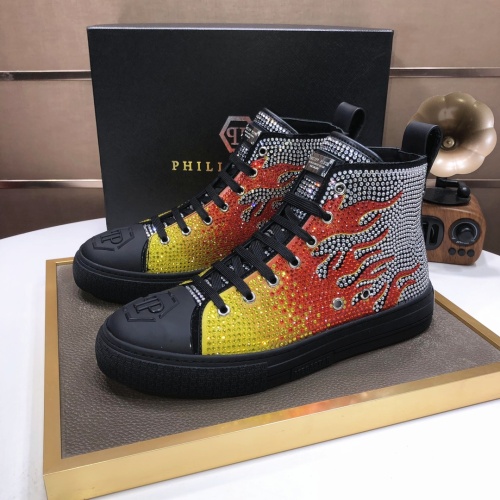Replica Philipp Plein PP High Tops Shoes For Men #1044017, $105.00 USD, [ITEM#1044017], Replica Philipp Plein PP High Tops Shoes outlet from China