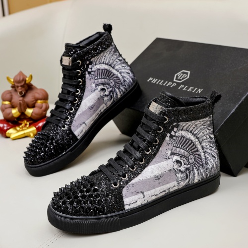 Replica Philipp Plein PP High Tops Shoes For Men #1051205, $96.00 USD, [ITEM#1051205], Replica Philipp Plein PP High Tops Shoes outlet from China