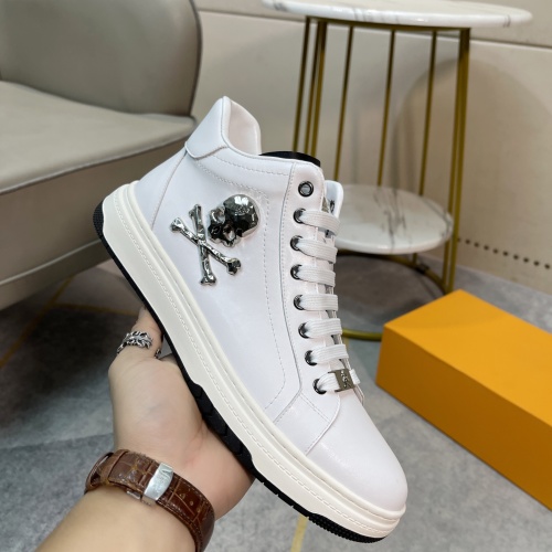 Replica Philipp Plein PP High Tops Shoes For Men #1051956 $82.00 USD for Wholesale