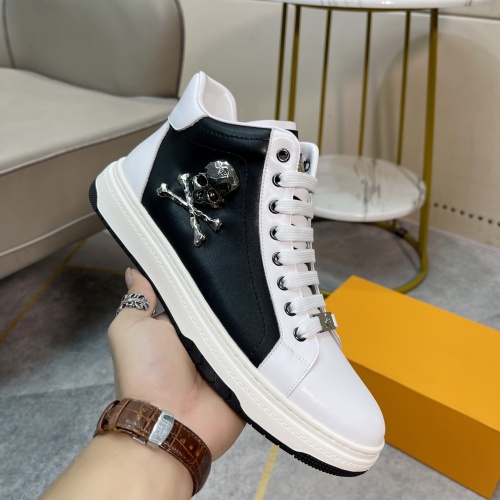 Replica Philipp Plein PP High Tops Shoes For Men #1051957 $82.00 USD for Wholesale