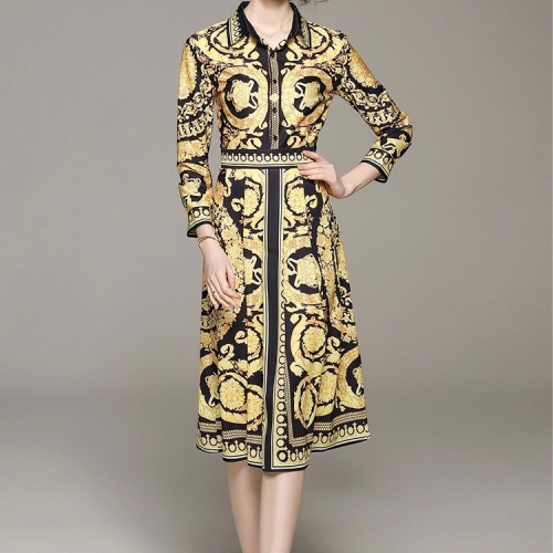 Replica Versace Dresses Long Sleeved For Women #1067416 $64.00 USD for Wholesale