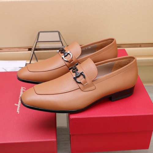 Replica Salvatore Ferragamo Leather Shoes For Men #1070448 $125.00 USD for Wholesale