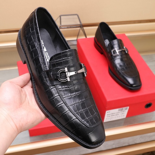 Replica Salvatore Ferragamo Leather Shoes For Men #1070453 $88.00 USD for Wholesale