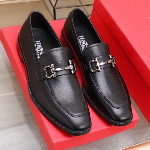 Replica Salvatore Ferragamo Leather Shoes For Men #1070455 $88.00 USD for Wholesale