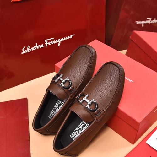 Replica Salvatore Ferragamo Leather Shoes For Men #1134956 $80.00 USD for Wholesale