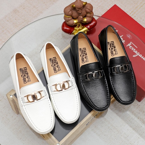 Replica Salvatore Ferragamo Leather Shoes For Men #1156756 $68.00 USD for Wholesale