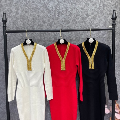 Replica Balmain Dresses Long Sleeved For Women #1163447 $125.00 USD for Wholesale