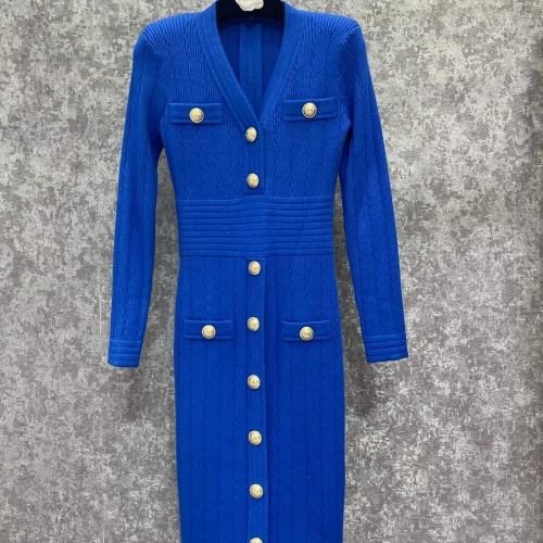 Replica Balmain Dresses Long Sleeved For Women #1163453, $128.00 USD, [ITEM#1163453], Replica Balmain Dresses outlet from China