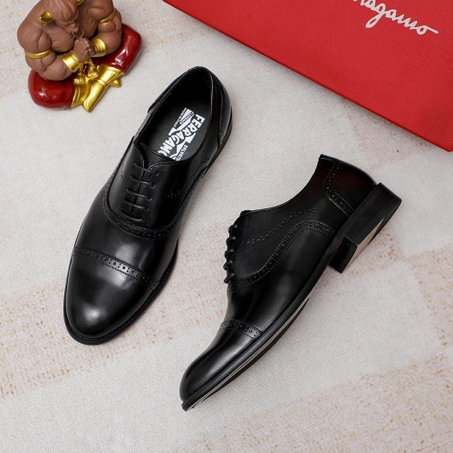 Replica Salvatore Ferragamo Leather Shoes For Men #1186498 $76.00 USD for Wholesale