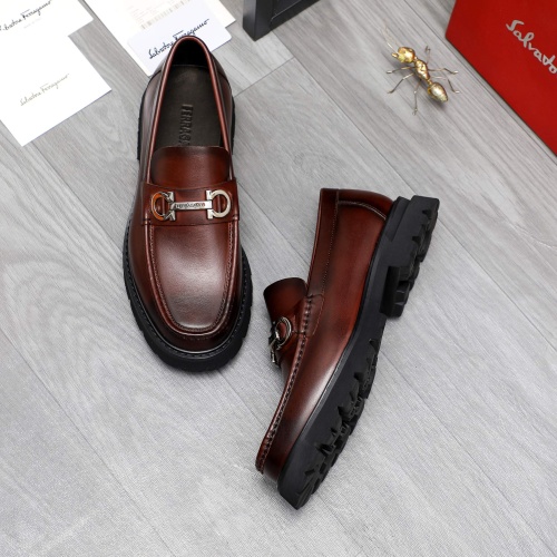 Replica Salvatore Ferragamo Leather Shoes For Men #1209298 $82.00 USD for Wholesale