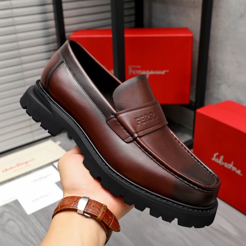 Replica Salvatore Ferragamo Leather Shoes For Men #1209301 $82.00 USD for Wholesale