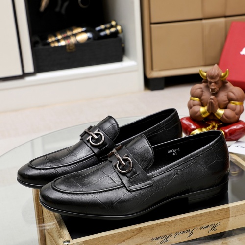 Replica Salvatore Ferragamo Leather Shoes For Men #1209504 $80.00 USD for Wholesale