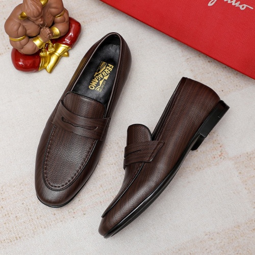 Replica Salvatore Ferragamo Leather Shoes For Men #1209508 $80.00 USD for Wholesale