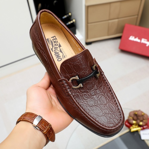 Replica Salvatore Ferragamo Leather Shoes For Men #1209563 $85.00 USD for Wholesale