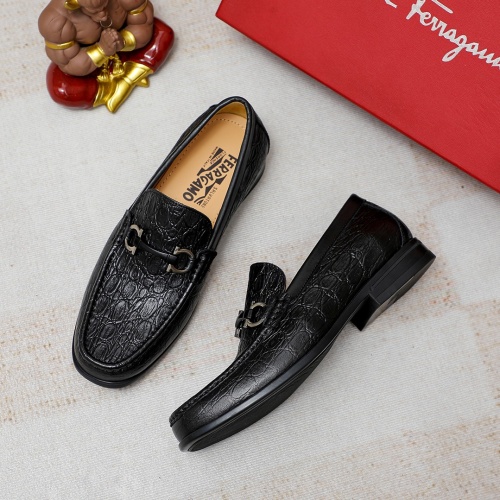 Replica Salvatore Ferragamo Leather Shoes For Men #1209564 $85.00 USD for Wholesale