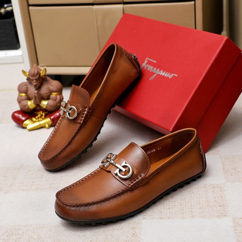 Replica Salvatore Ferragamo Leather Shoes For Men #1209566 $68.00 USD for Wholesale