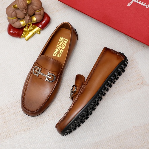 Replica Salvatore Ferragamo Leather Shoes For Men #1209566 $68.00 USD for Wholesale