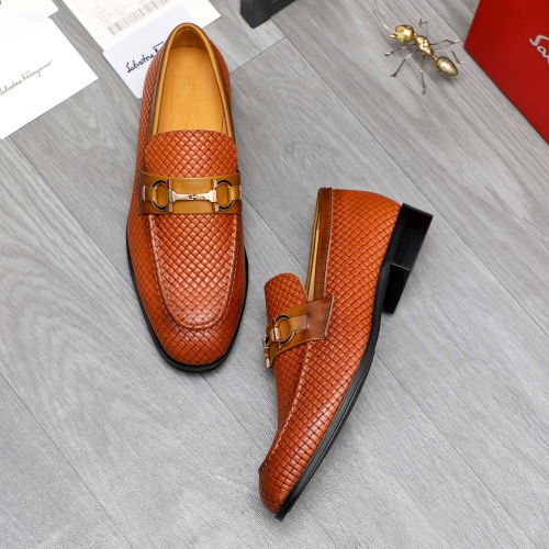 Replica Salvatore Ferragamo Leather Shoes For Men #1221003 $82.00 USD for Wholesale