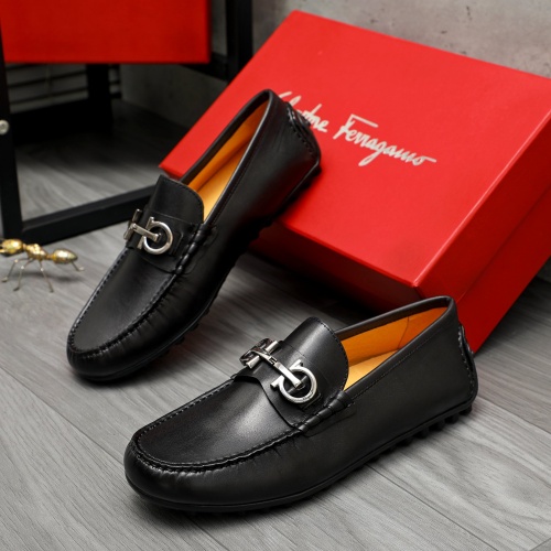 Replica Salvatore Ferragamo Leather Shoes For Men #1221230 $76.00 USD for Wholesale