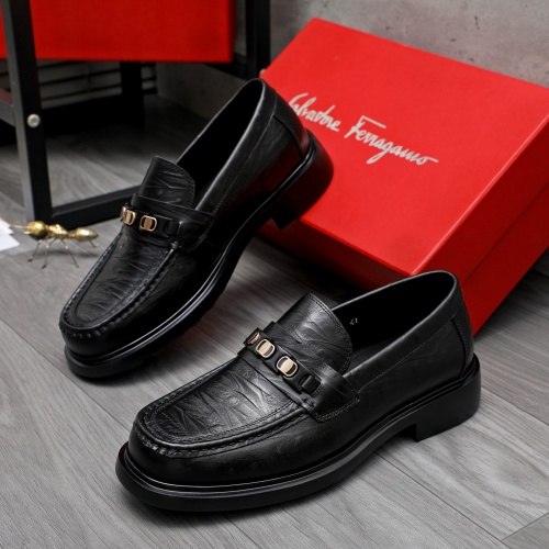 Replica Salvatore Ferragamo Leather Shoes For Men #1221252 $92.00 USD for Wholesale