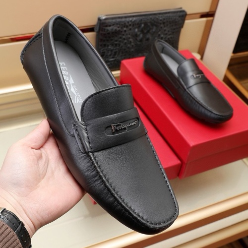 Replica Salvatore Ferragamo Leather Shoes For Men #1221529 $118.00 USD for Wholesale