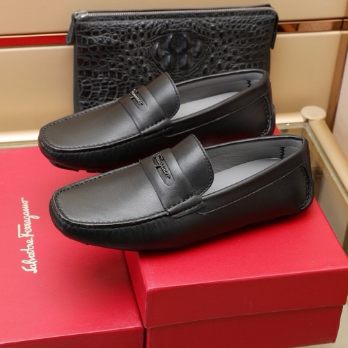 Replica Salvatore Ferragamo Leather Shoes For Men #1221529 $118.00 USD for Wholesale