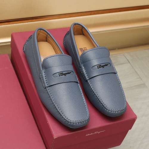 Replica Salvatore Ferragamo Leather Shoes For Men #1221540 $118.00 USD for Wholesale