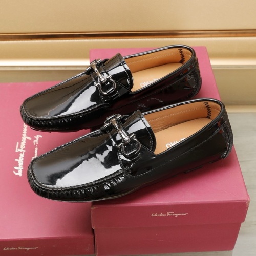 Replica Salvatore Ferragamo Leather Shoes For Men #1221551 $118.00 USD for Wholesale