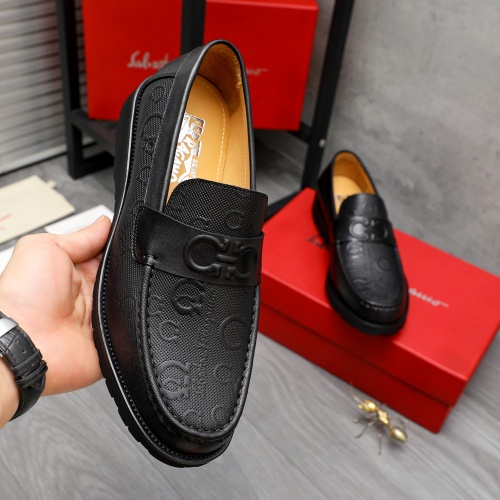 Replica Salvatore Ferragamo Leather Shoes For Men #1230372 $88.00 USD for Wholesale