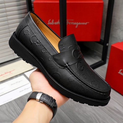 Replica Salvatore Ferragamo Leather Shoes For Men #1230372 $88.00 USD for Wholesale