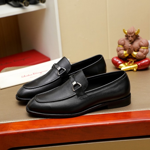 Replica Salvatore Ferragamo Leather Shoes For Men #1230743 $85.00 USD for Wholesale