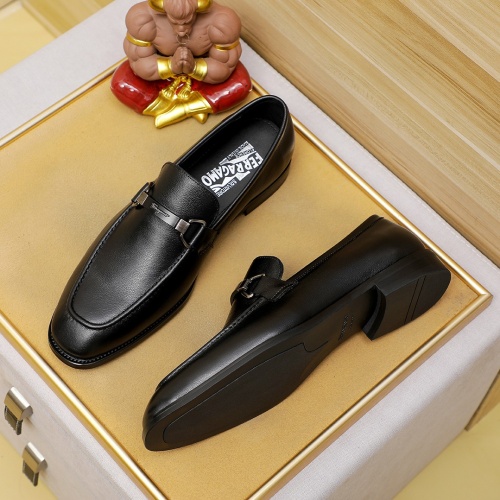 Replica Salvatore Ferragamo Leather Shoes For Men #1230743 $85.00 USD for Wholesale