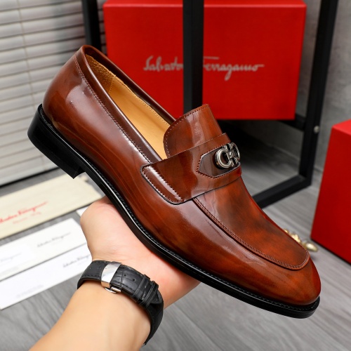 Replica Salvatore Ferragamo Leather Shoes For Men #1230848 $82.00 USD for Wholesale