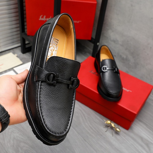 Replica Salvatore Ferragamo Leather Shoes For Men #1230855 $88.00 USD for Wholesale